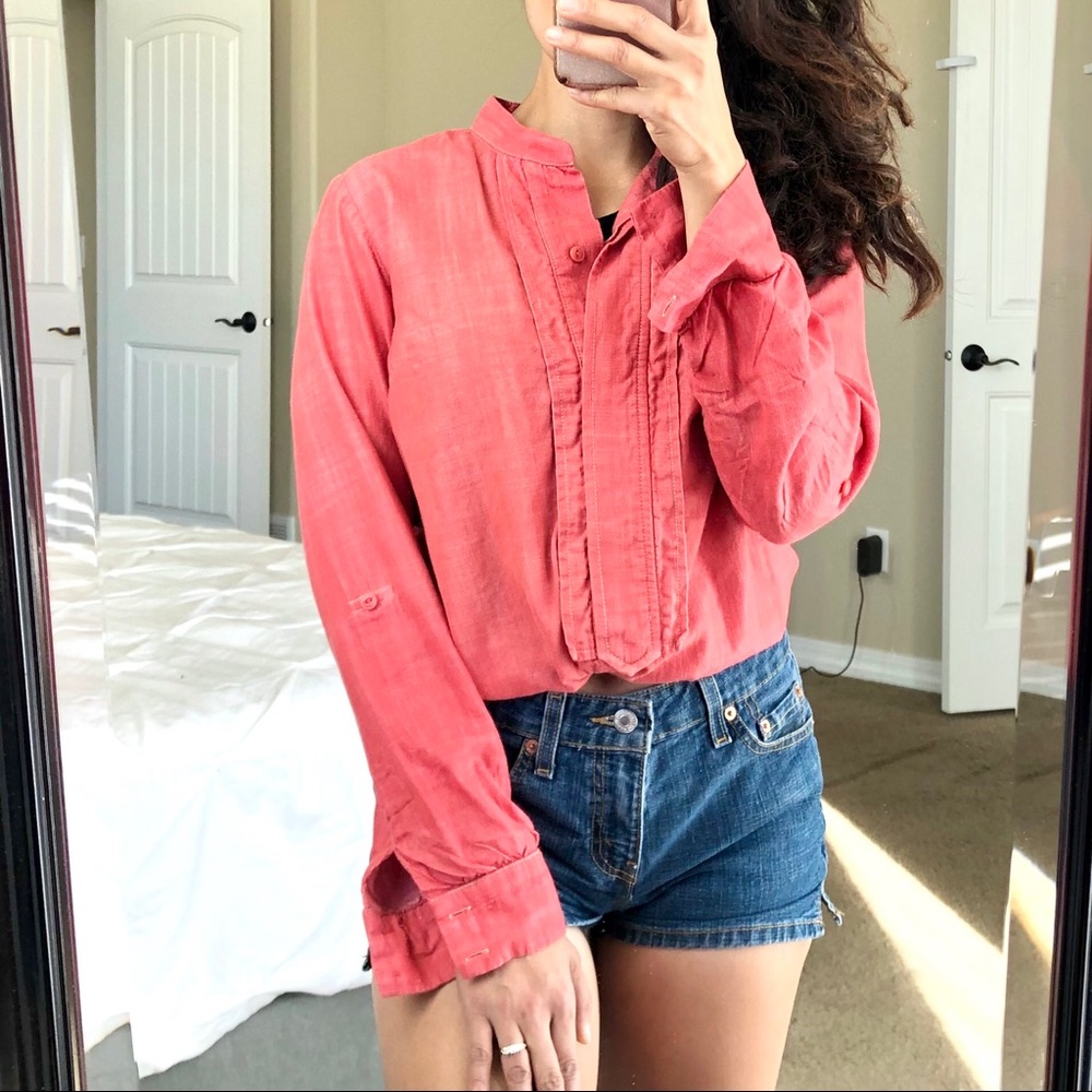 Pendleton Tencel Roll Sleeve Popover Casual Blouse